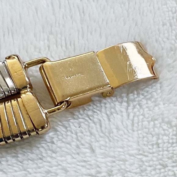 Vintage 60s/70s Napier Snake Chain Twist Two-Tone Stretch Bracelet Gold Silver - Picture 8 of 12